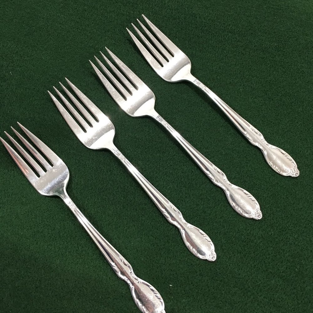 Rogers Bros Royal Manor Silverplate Set of 4 Salad Forks 6 1/2" Original Rogers